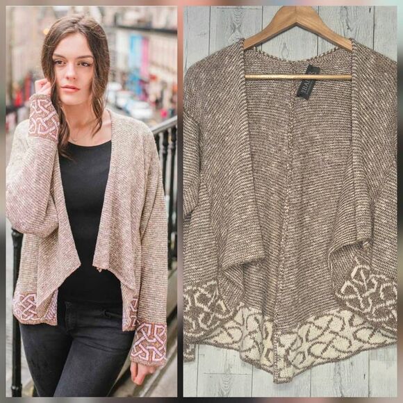 Bill Baber Handmade in Scotland Montrose Waterfall Natural Fiber Cardigan Sz. M - Picture 1 of 8